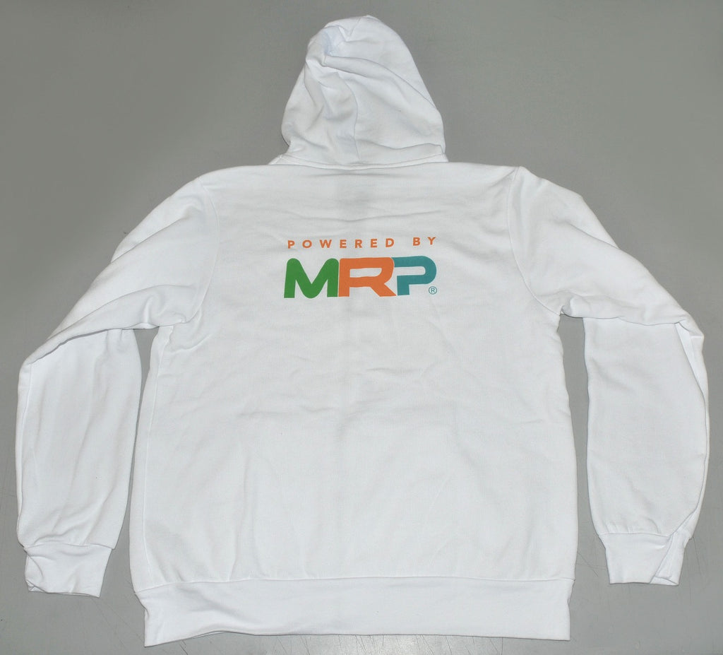 WHITE Hoodie Powered By MRP Full Zip Front w/Pockets Size S Small NEW
