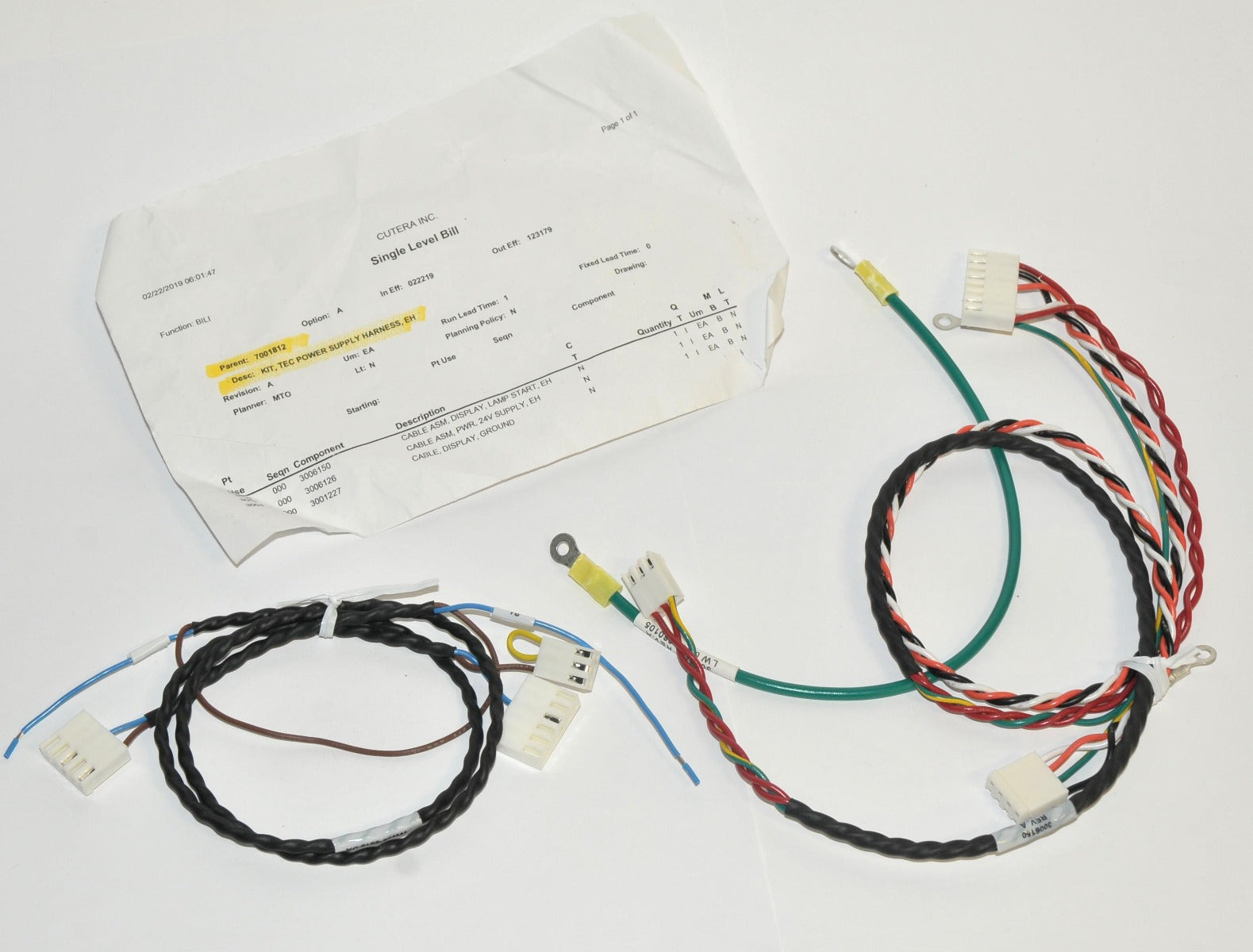 Cutera Kit TEC Power Supply Electrical Harness Cable ASM Lamp Start PARTS NEW