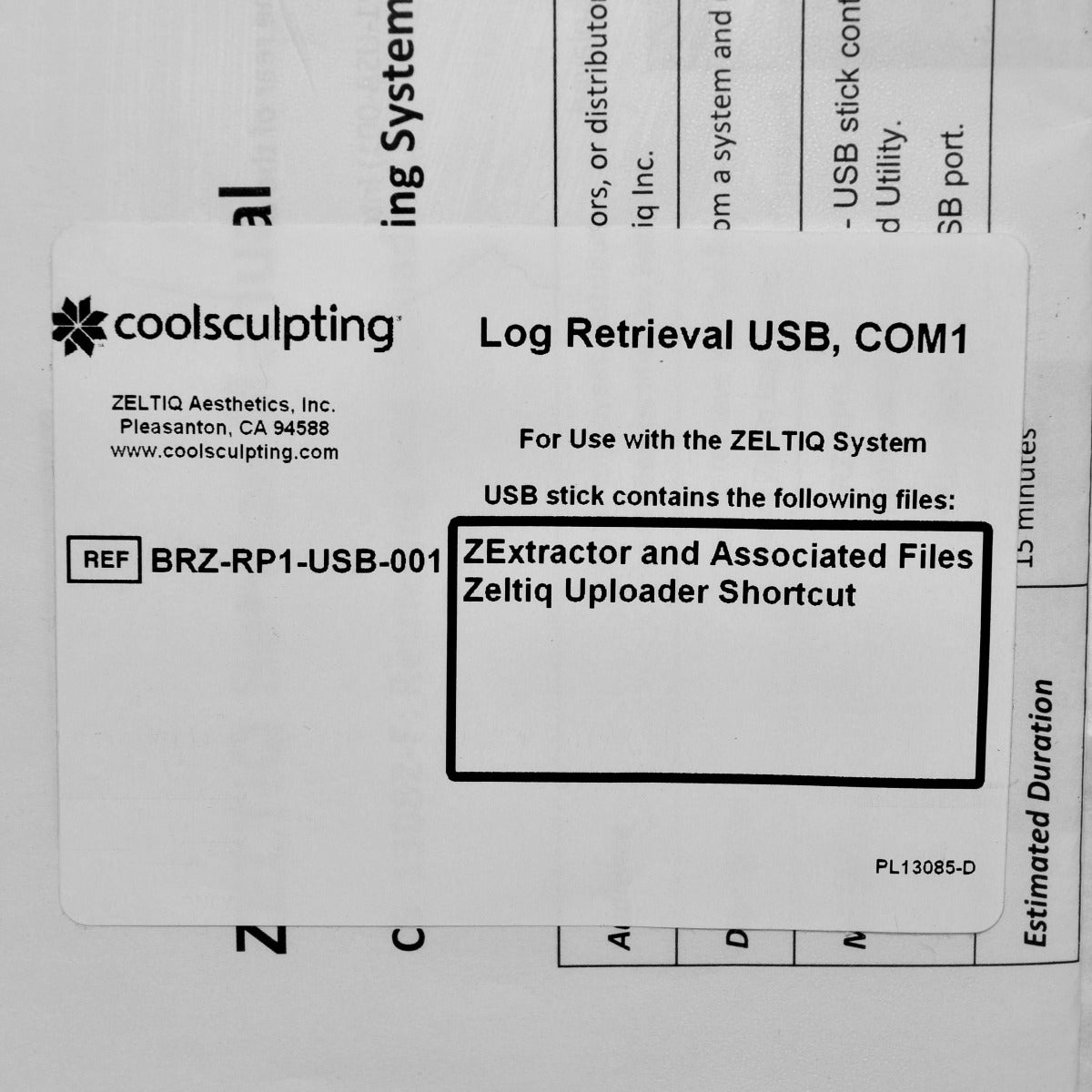 ZELTIQ CoolAdvantage Log Retrieval BRZ-RP1-USB-001 Software USB Stick Utility