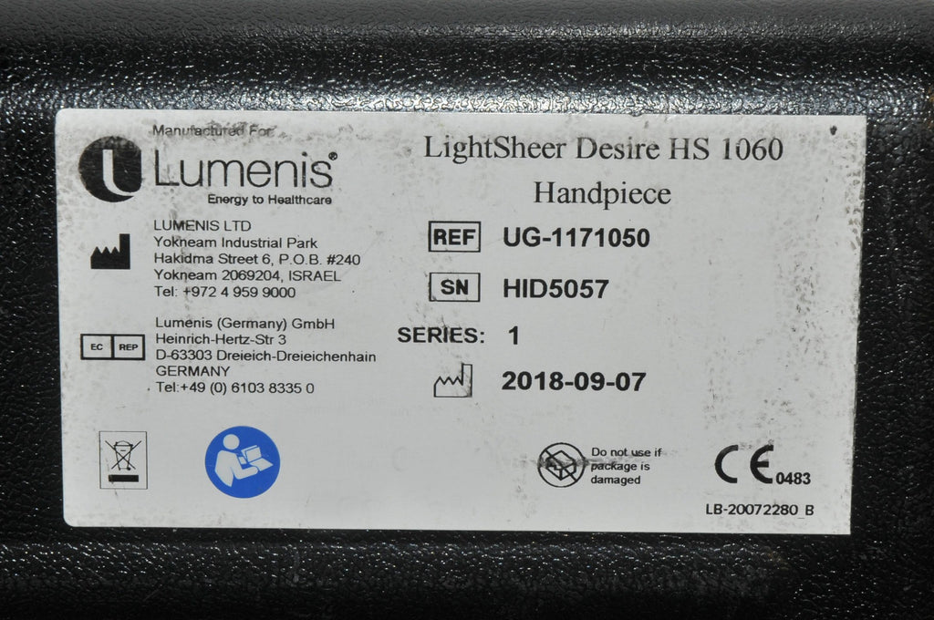 2018 Lumenis LightSheer DESIRE Handpiece HS 1060nm Laser Hair Removal