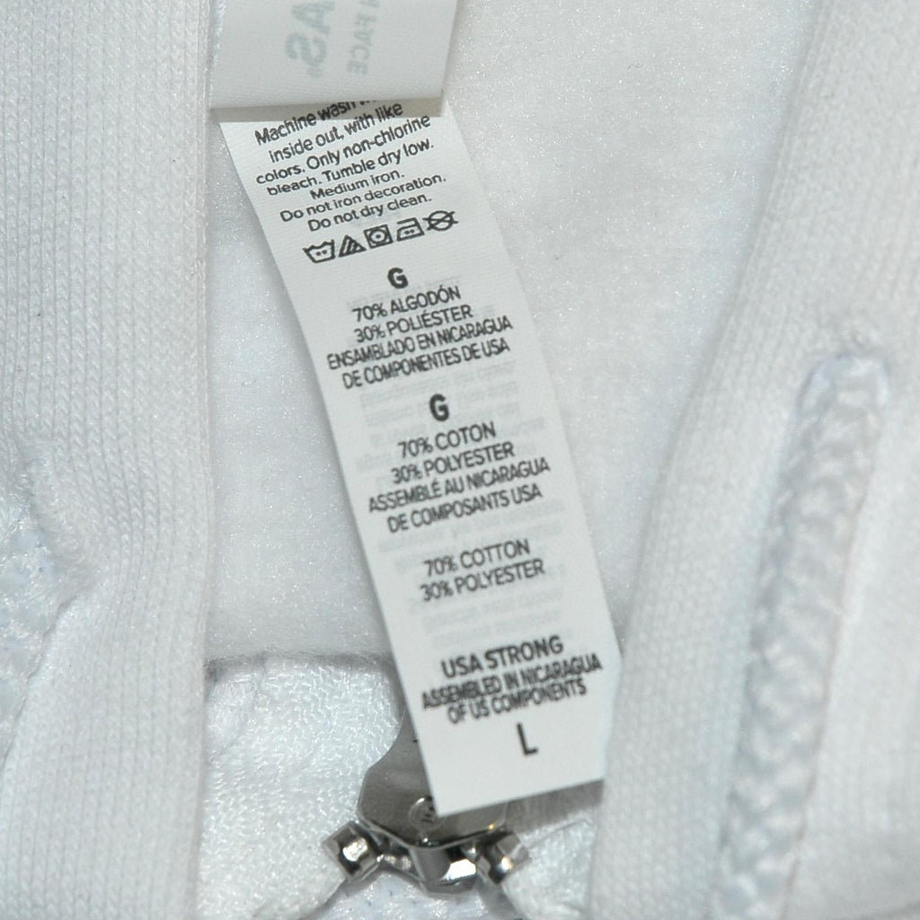WHITE Hoodie Powered By MRP Full Zip Front w/Pockets Size L Large NEW