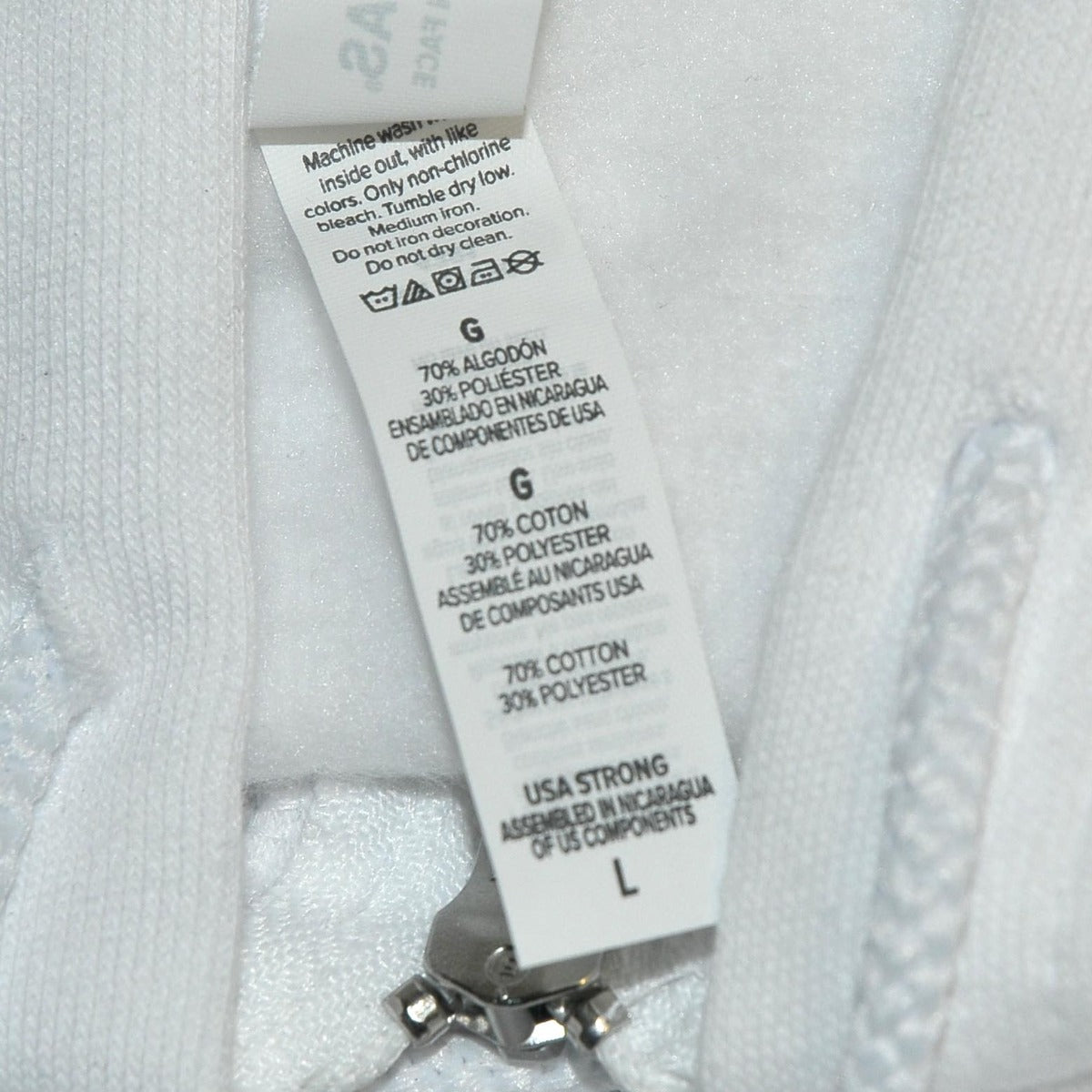 WHITE Hoodie Powered By MRP Full Zip Front w/Pockets Size L Large NEW