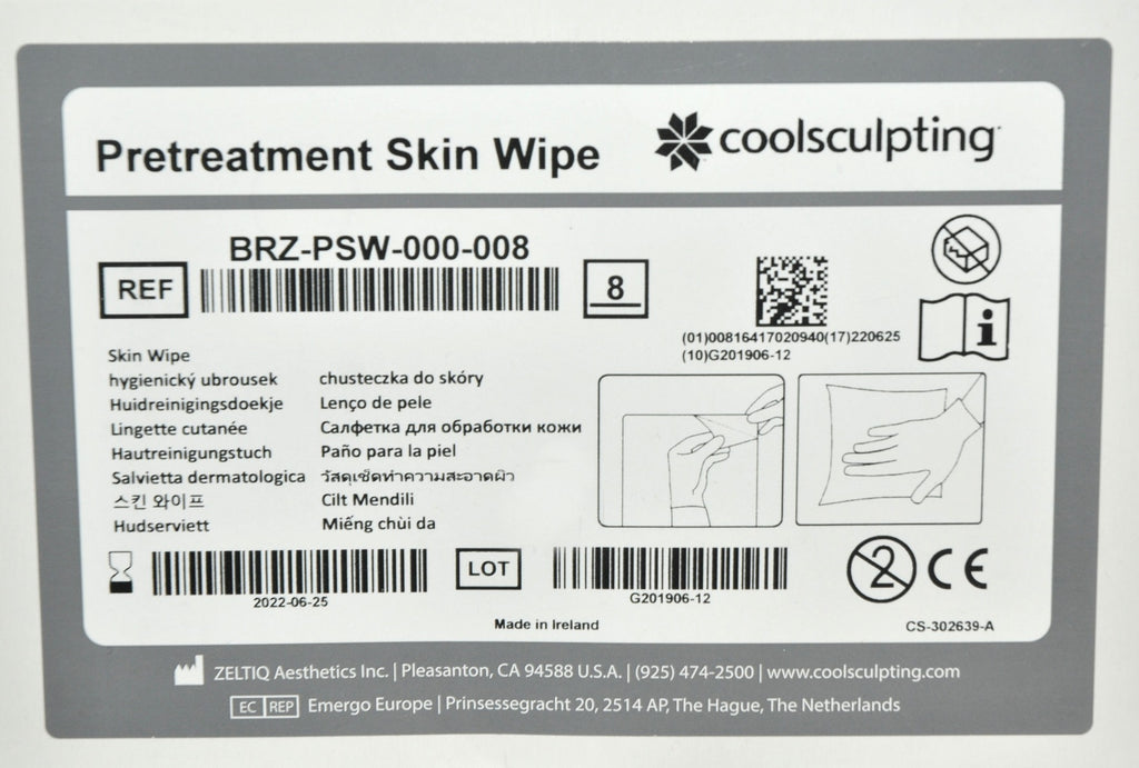 ZELTIQ CoolSculpting Pretreatment Skin Wipes BRZ-PSW-000-008 Treatment x8 EXP 22