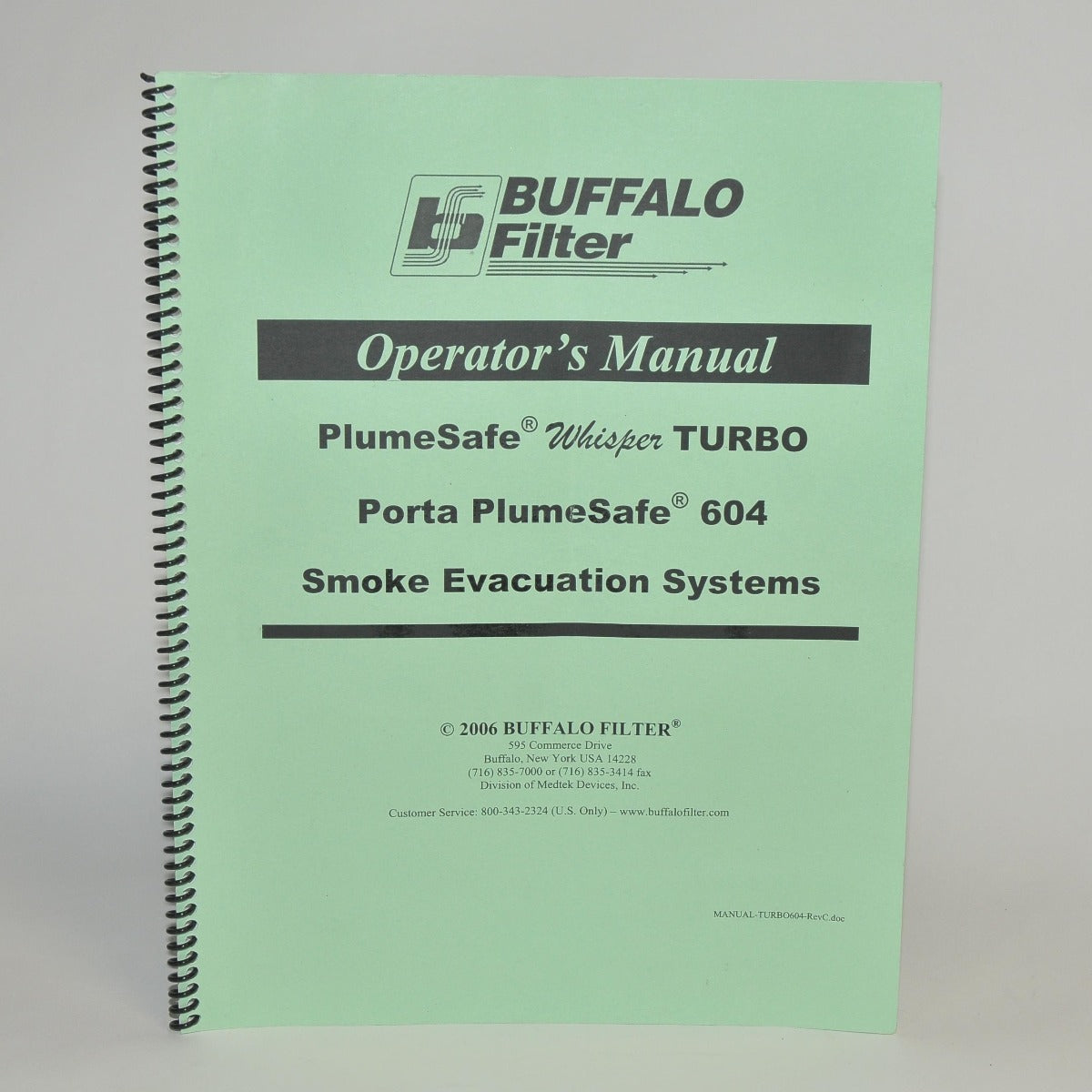 Buffalo Filter Operator Manual Porta PlumeSafe 604 Whisper Smoke Evacuation