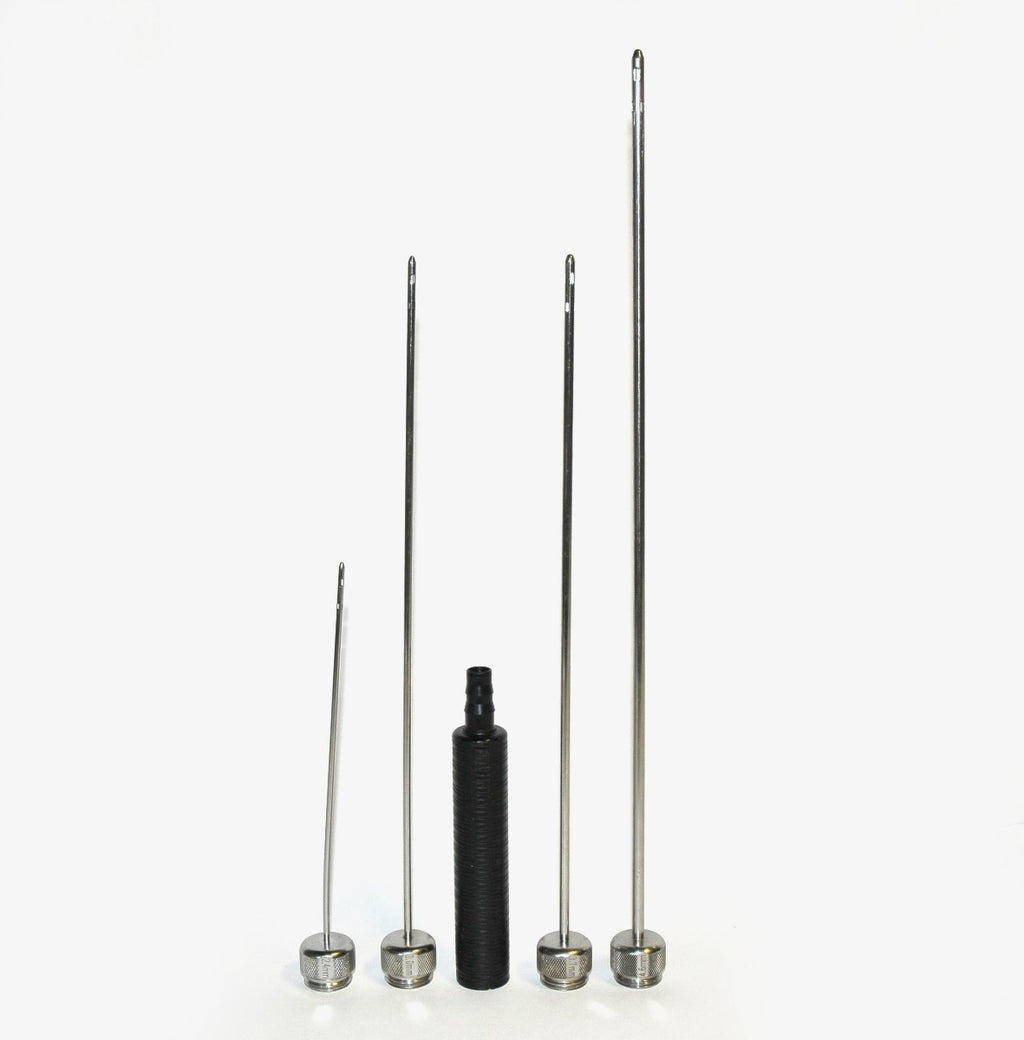 Cannula Handpiece Needle Suction Blunt 6-Port Cannulae 6 Hole w/Handle x4 Pcs