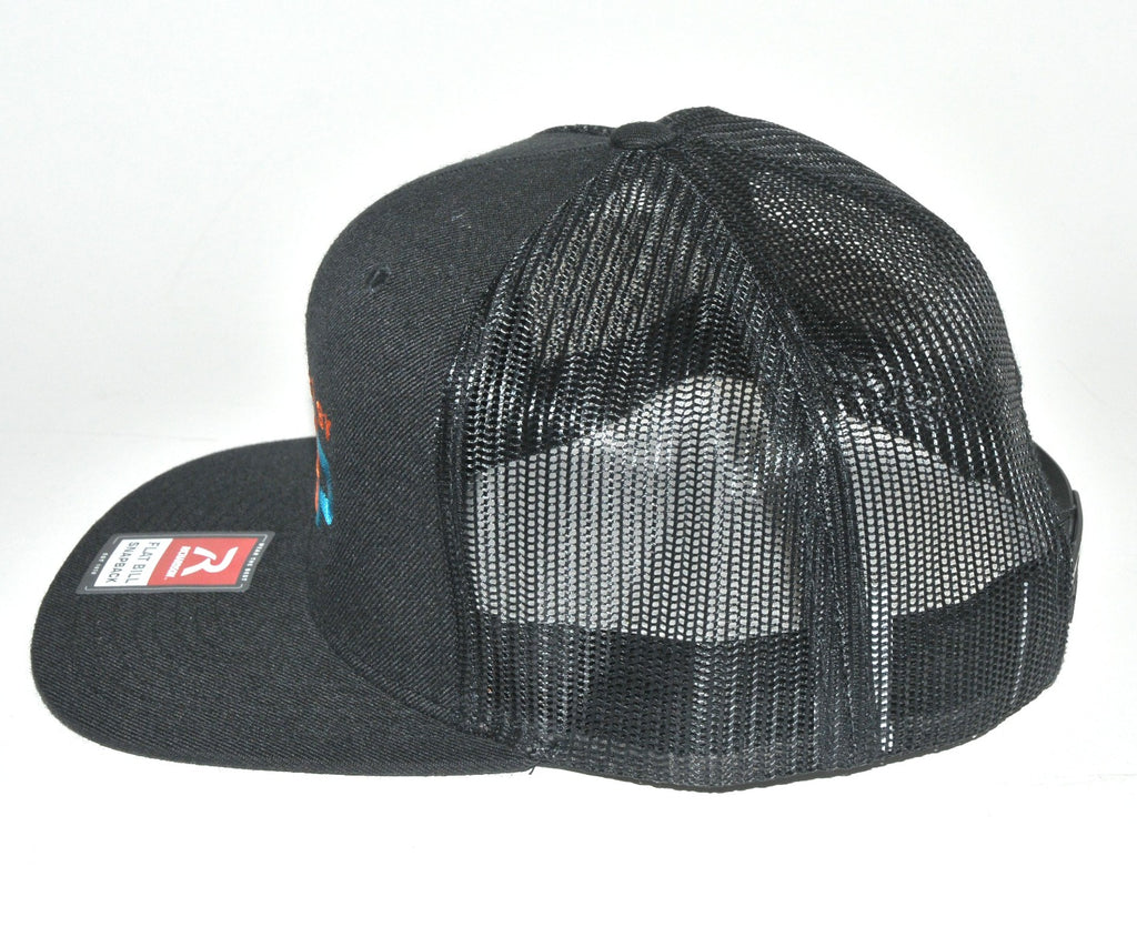 Powered By MRP Black Flat Bill Mesh Snapback HAT Adjustable Back Richardson