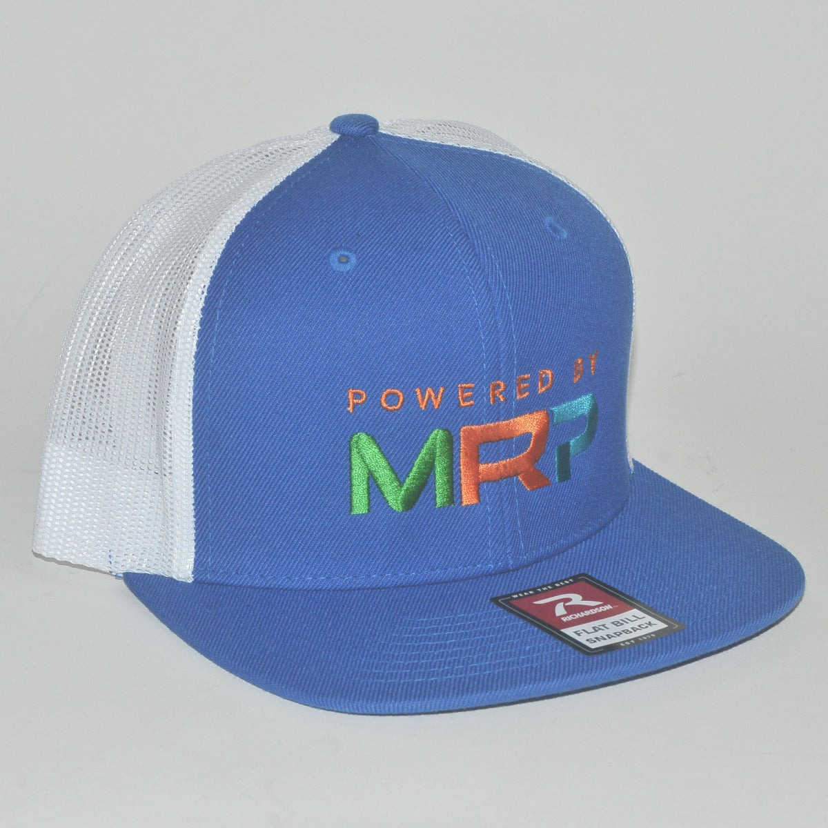 Powered By MRP Blue White Flat Bill Mesh Snapback HAT Adjustable Back Richardson