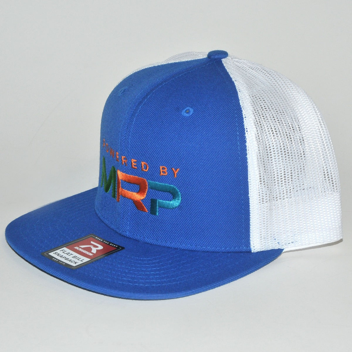 Powered By MRP Blue White Flat Bill Mesh Snapback HAT Adjustable Back Richardson