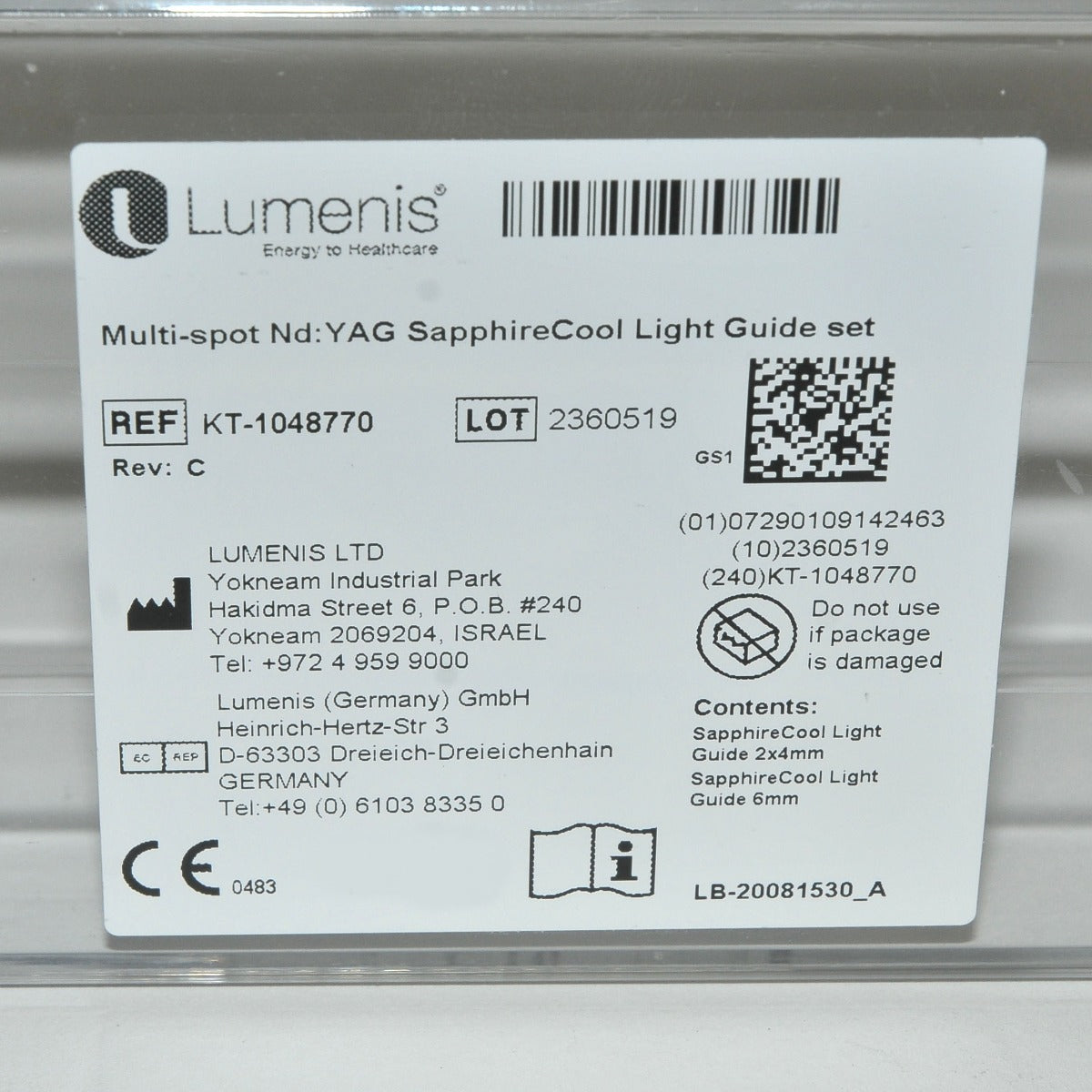Lumenis Laser Multi Spot Nd:YAG SapphireCool Light Guide 6mm KT-1048770