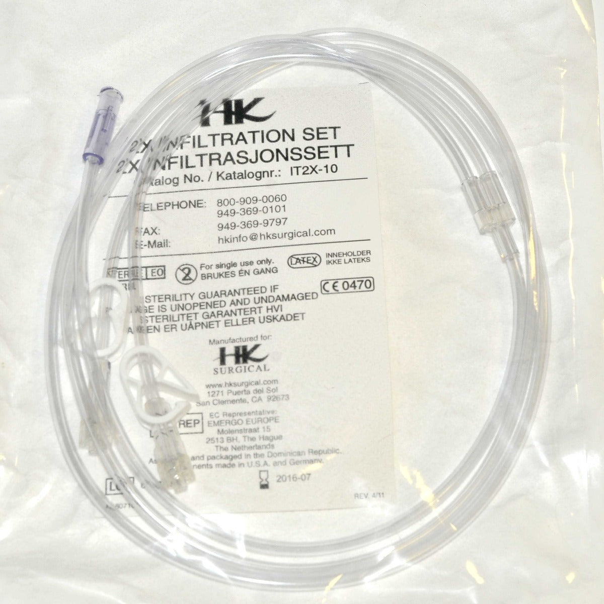 HK Surgical Clear Infiltration Tubing Set Aspiration IT2X-10 Tube Exp: 07-2016
