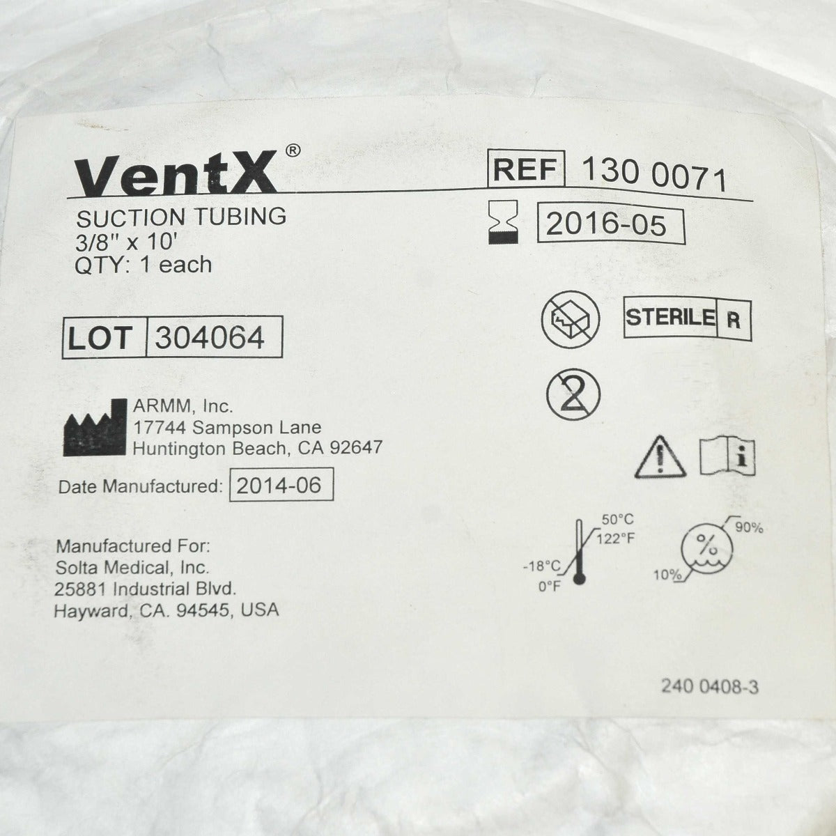Vaser Ventx Suction Connection Aspiration Tubing 3/8" x 10' 130 0071 Connecting