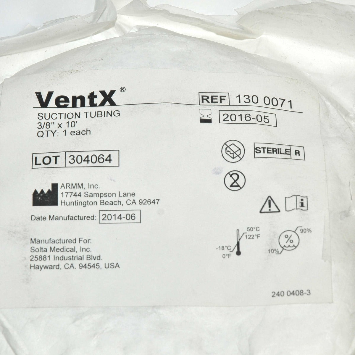 Vaser Ventx Suction Connection Aspiration Tubing 3/8"x10' 130 0071
