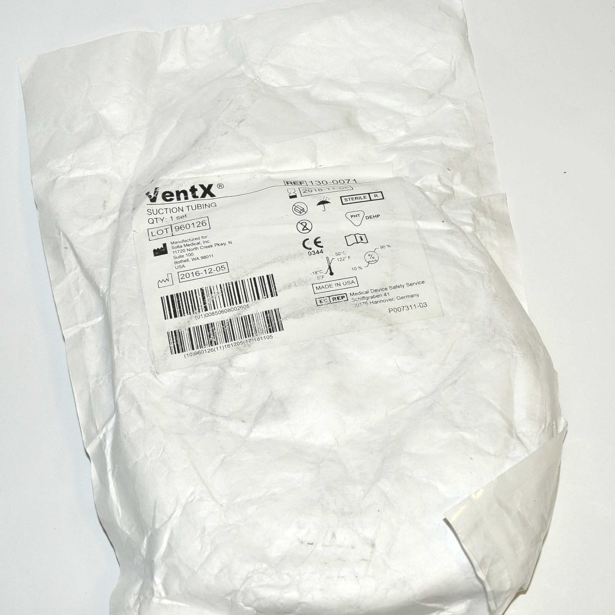 Vaser Ventx Suction Connection Aspiration Tubing 3/8"x10' 130 0071 Exp: 11/2018
