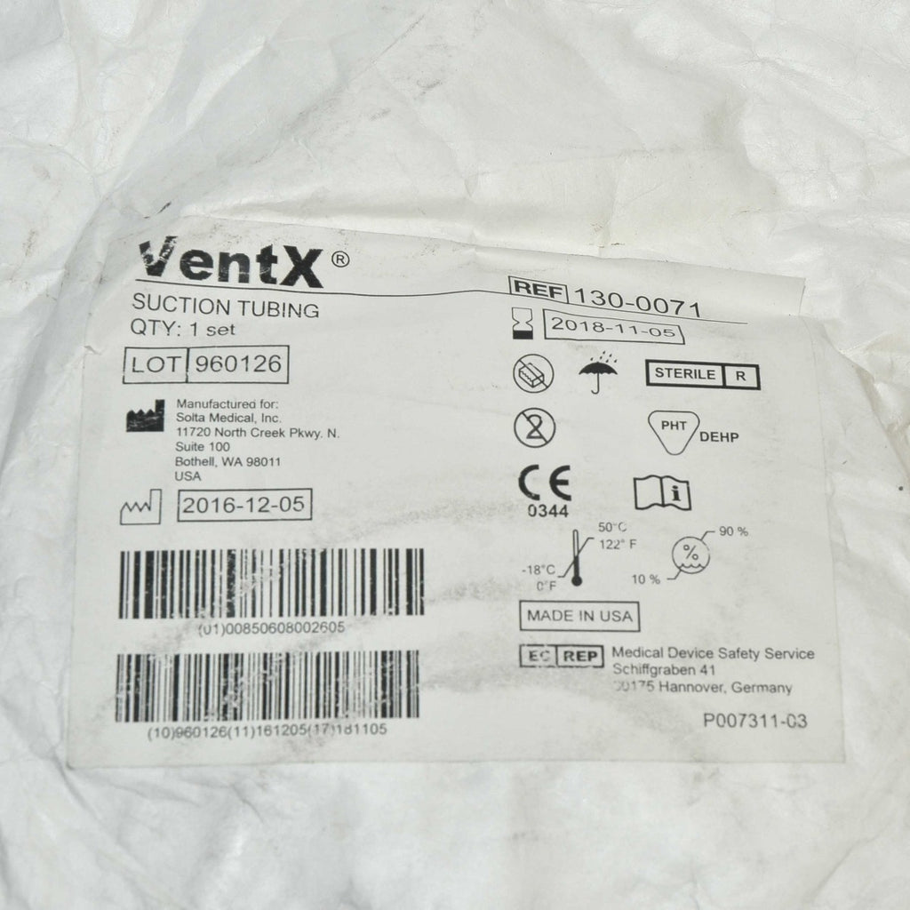Vaser Ventx Suction Connection Aspiration Tubing 3/8"x10' 130 0071 Exp: 11/2018