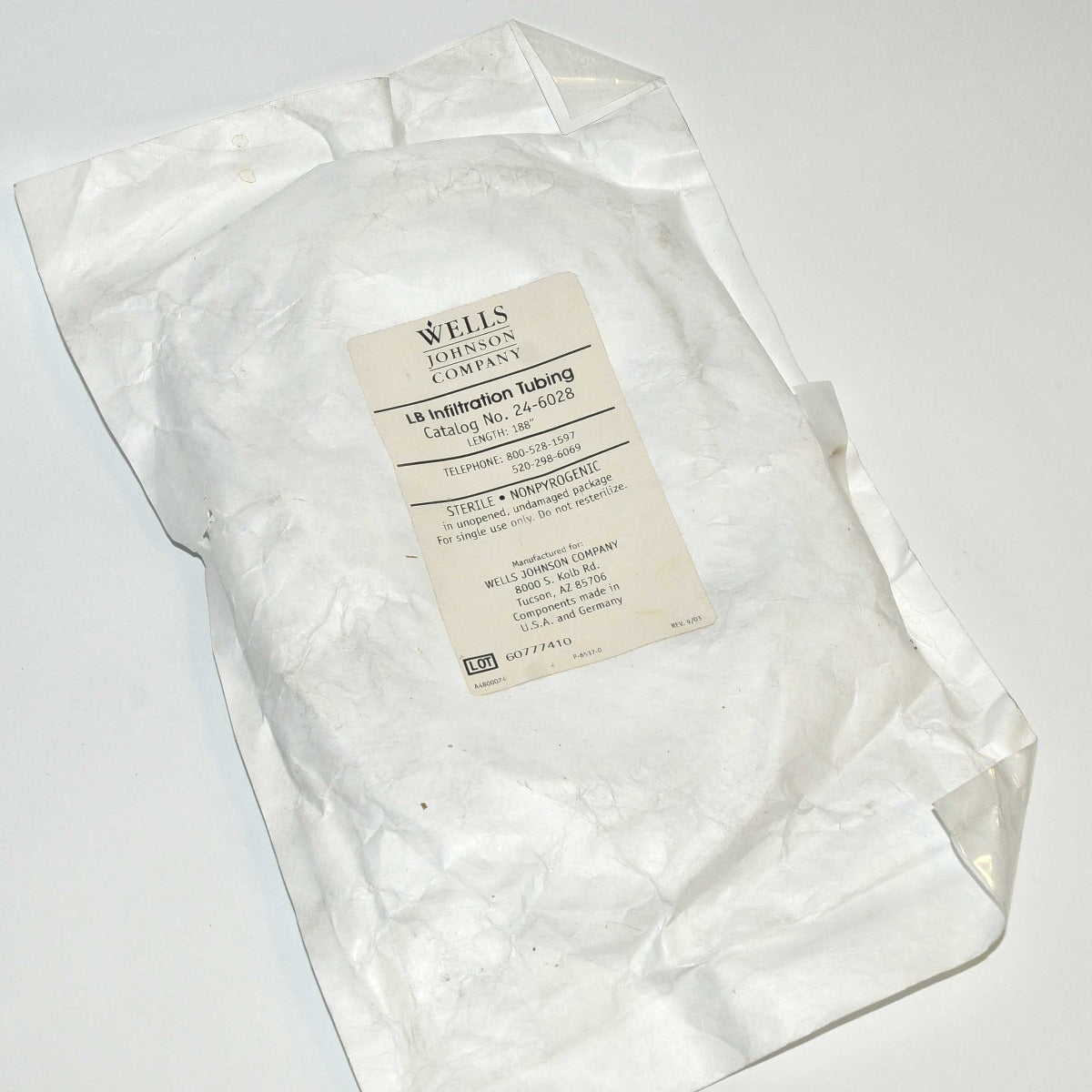 Wells Johnson Company LB Infiltration Tubing 24-6028 15' 8" Clear Tube