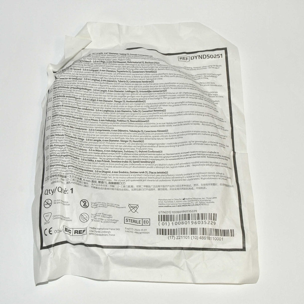 Medline Non Conductive Connecting Tubing Tube 1/4"ID x 10' DYND50251 Aspiration