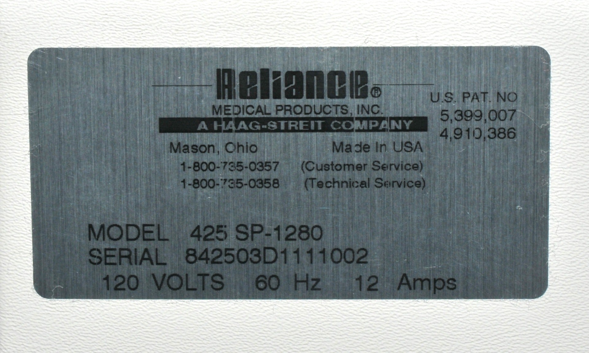 Reliance FX920 ENT Procedure Exam Opthalmology Chair FX 920 425 SP-1280 Cart