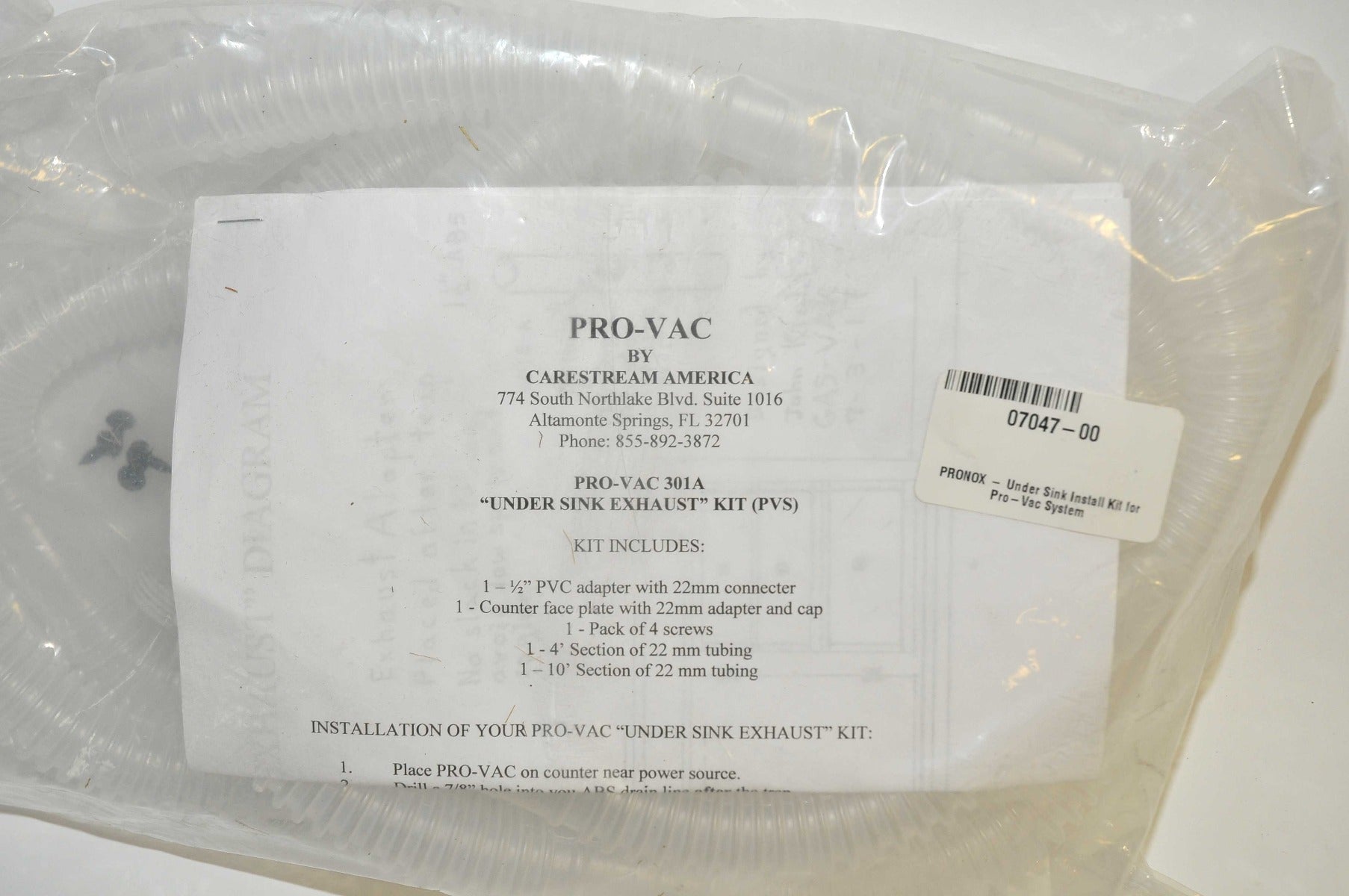 Dundas Pronox Passive Scavenger Non-Recirculating Pro-Vak Pump Waste Gate KIT
