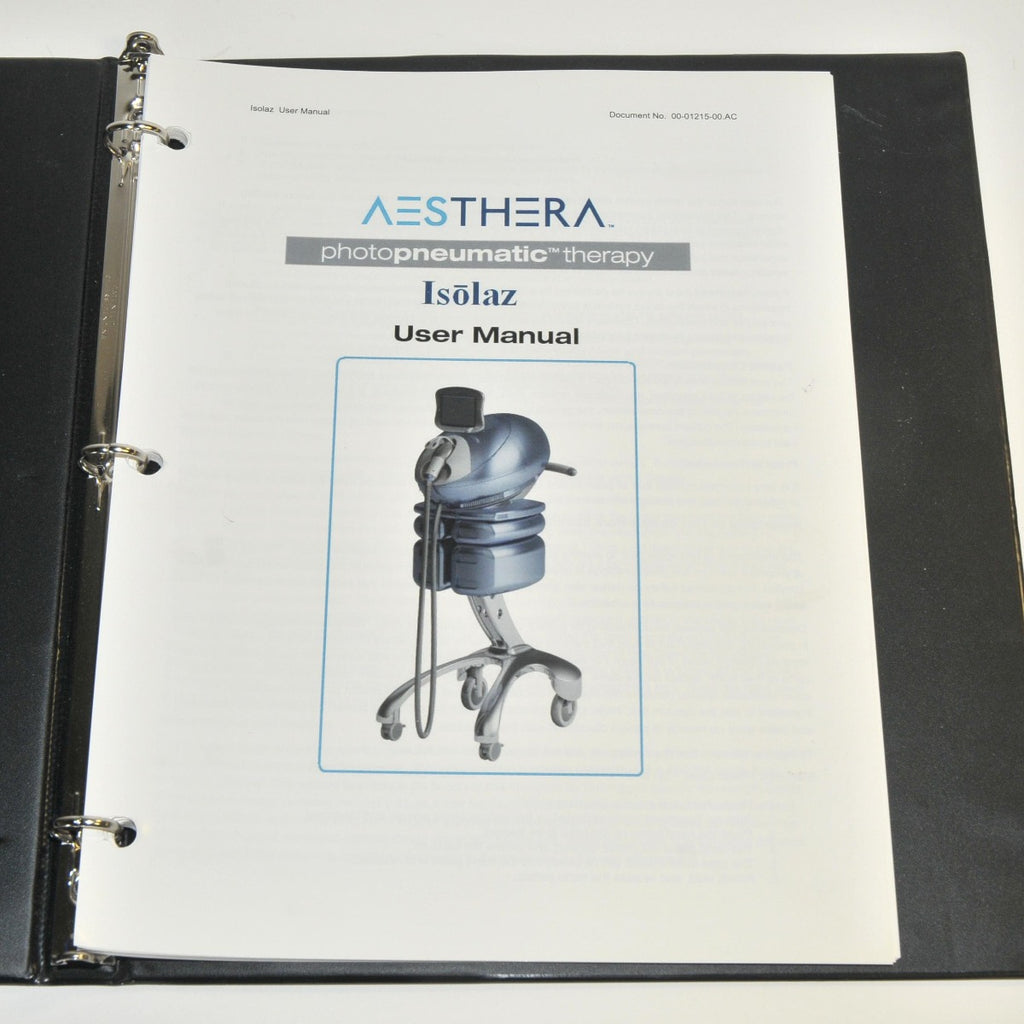 Aesthera Photopneumatic Therapy Isolaz Operator User Manual Training Guide Book