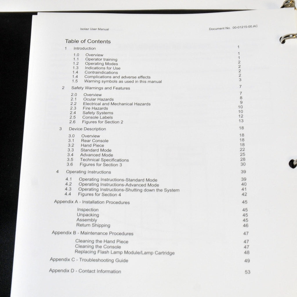 Aesthera Photopneumatic Therapy Isolaz Operator User Manual Training Guide Book