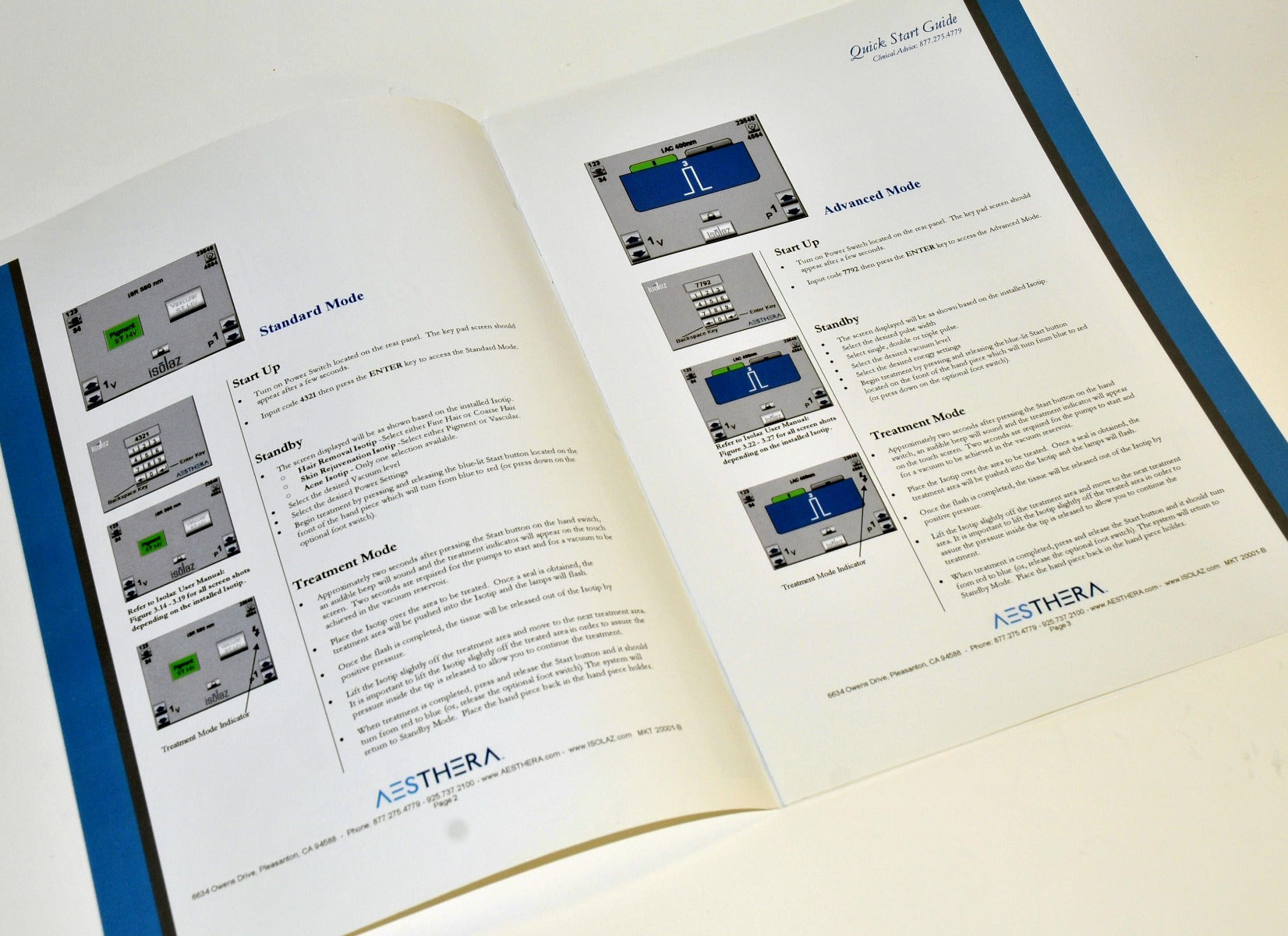 Aesthera Isolaz Quick Start Guide Manual Supplement Operator User Training
