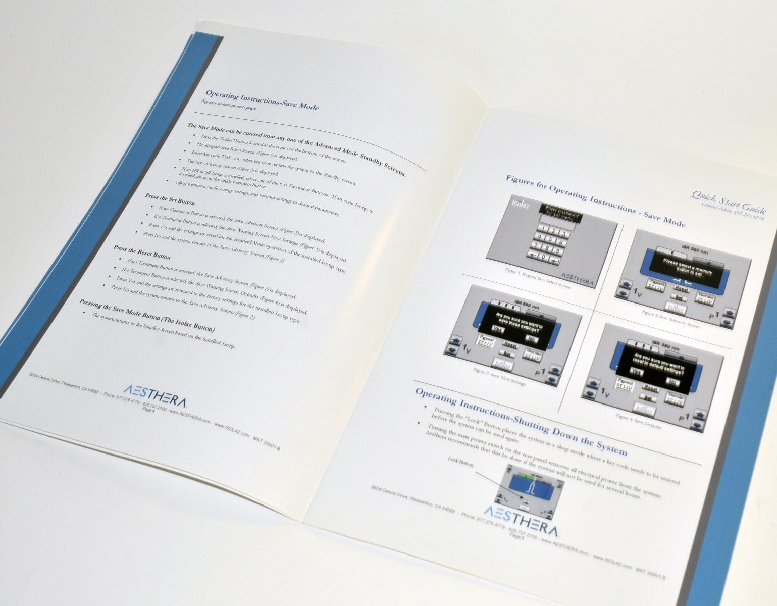 Aesthera Isolaz Quick Start Guide Manual Supplement Operator User Training