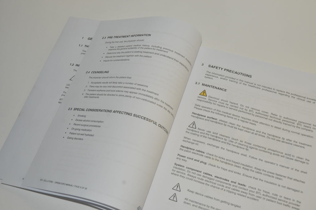 BTL Aesthetics Cellutone Operator Manual Operating Instructions Session Therapy