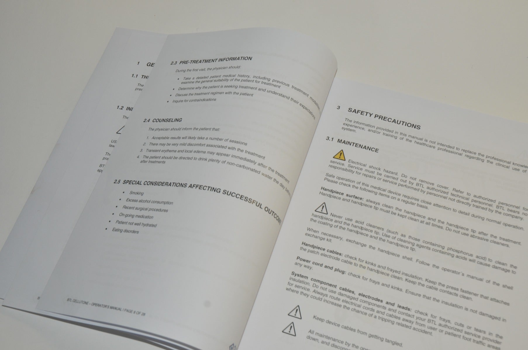 BTL Aesthetics Cellutone Operator Manual Operating Instructions Session Therapy