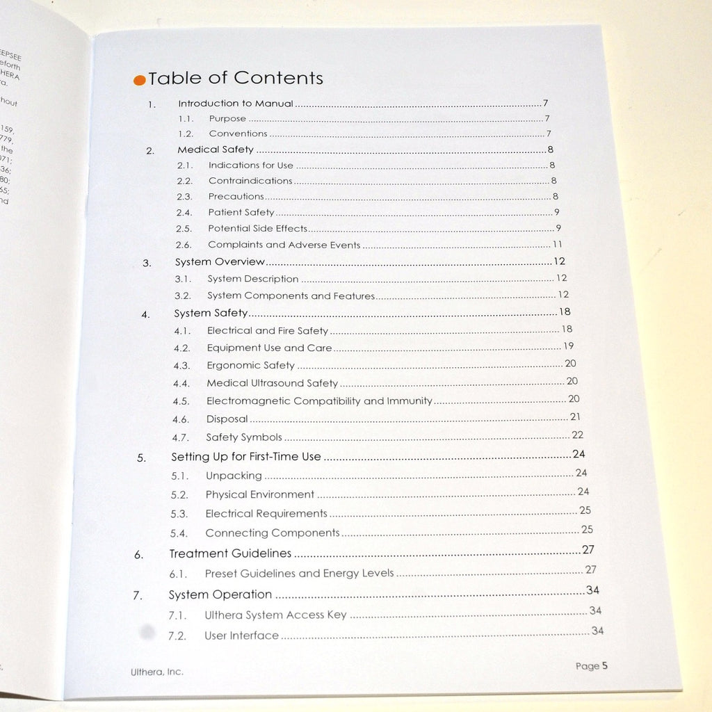 Ulthera System Instructions for Use Manual Treatment Ultherapy Operator Guide