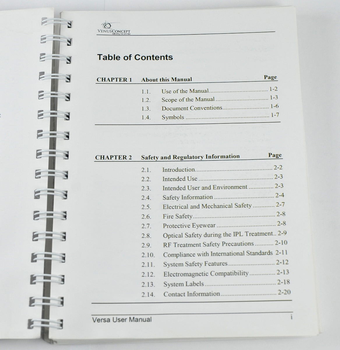 VenusConcept Venus Versa User Manual Clinical Guide Operator Instruction Book