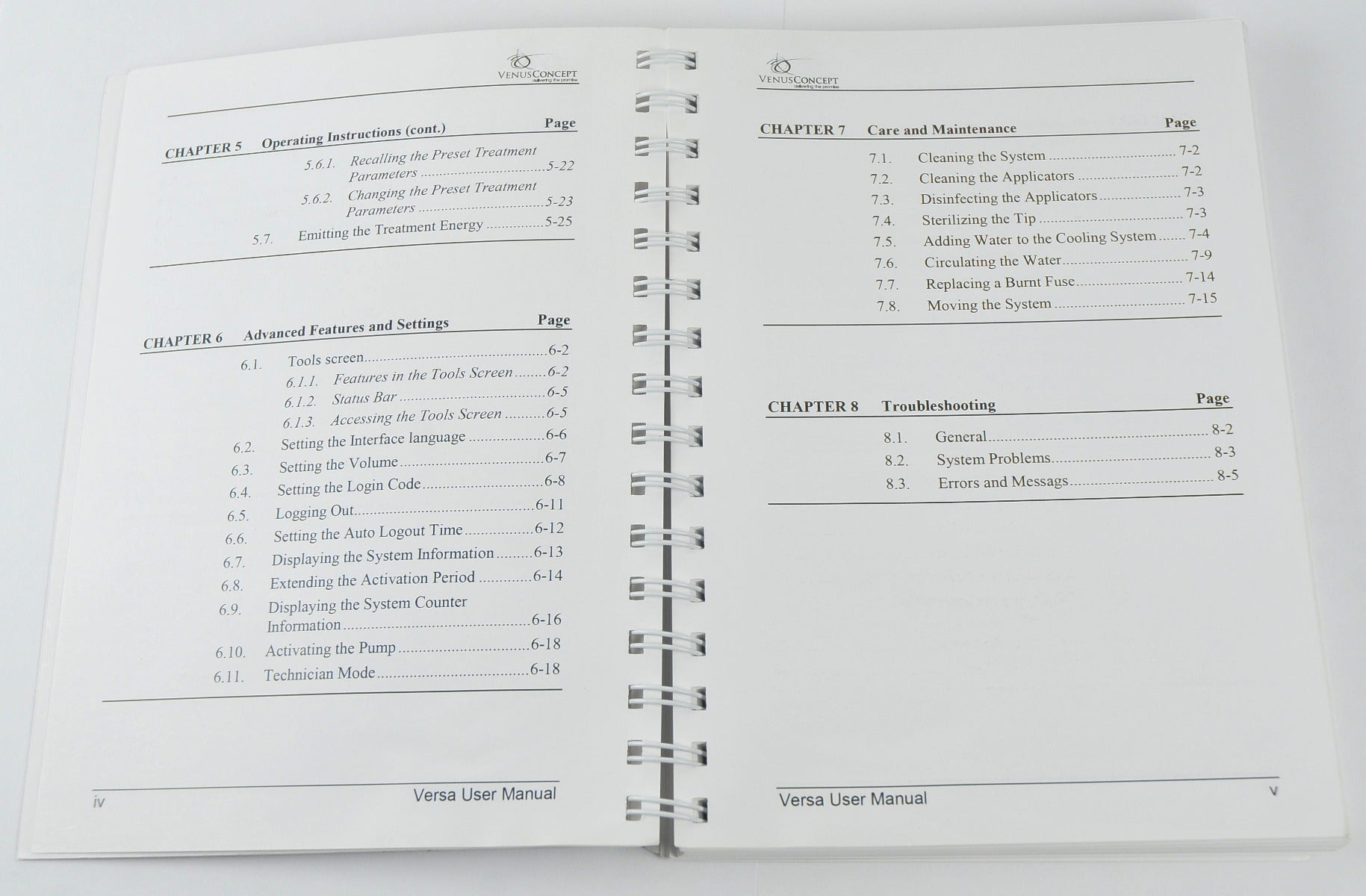 VenusConcept Venus Versa User Manual Clinical Guide Operator Instruction Book