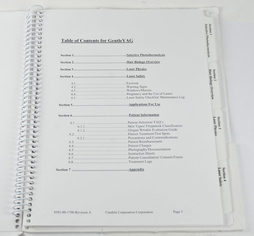 Candela Laser GentleYAG In Service Manual Clinical Reference Guide InService