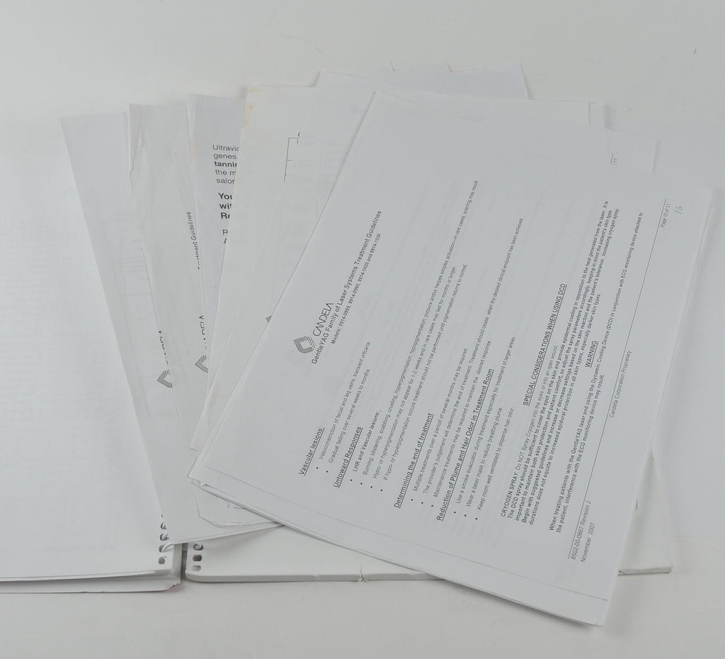Candela Laser GentleYAG In Service Manual Clinical Reference Guide InService