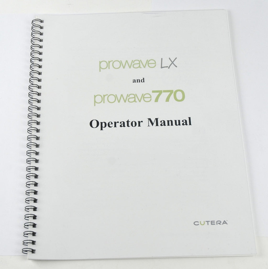 Cutera ProWave LX 770 Operator Manual User Guide Pro Wave Handpiece Reference