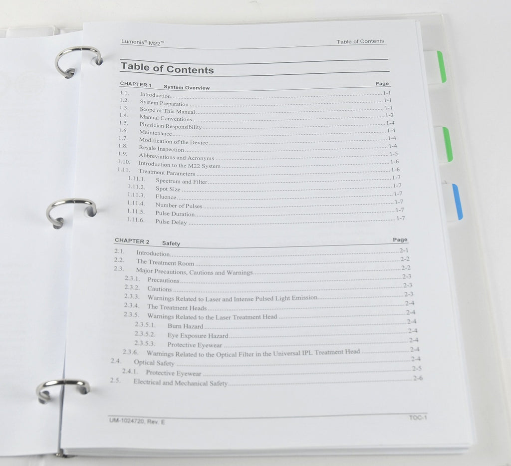 Lumenis M22 Laser Operator Manual Aesthetic Treatment Clinical Guide User Book