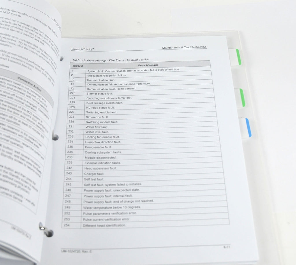Lumenis M22 Laser Operator Manual Aesthetic Treatment Clinical Guide User Book