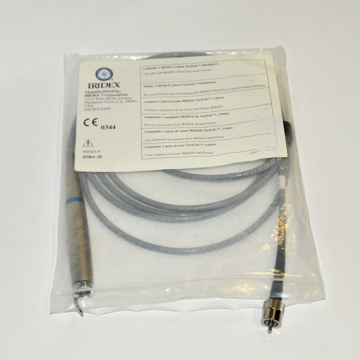 Iridex Varilite Diode Laser 532 940 .7mm Spot Blue Fiber Handpiece 45061-20 PART