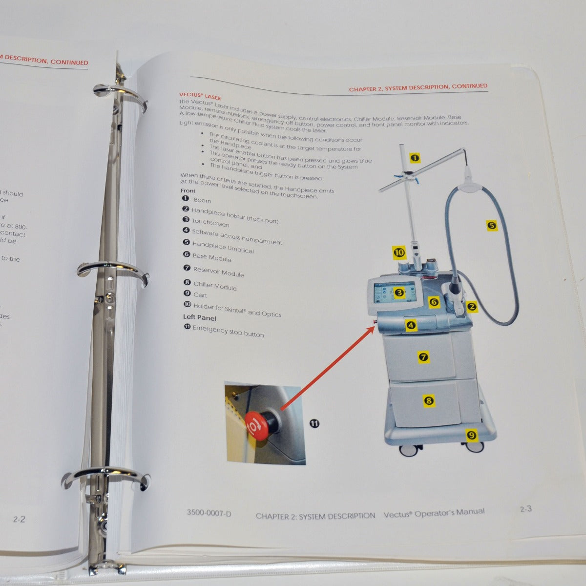 Cynosure Palomar Vectus Laser Operator's Manual Treatment Guide 3500-0001-D