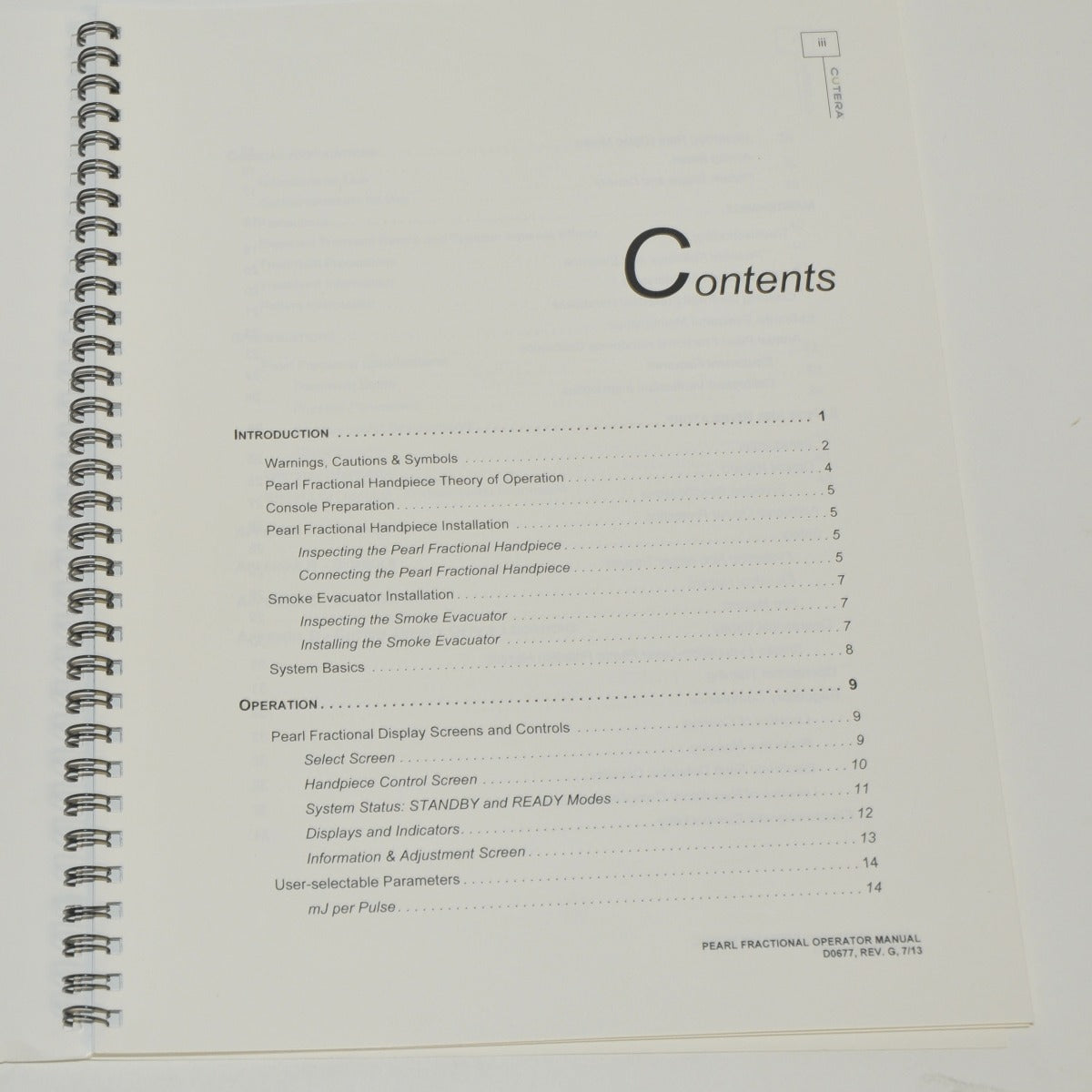 Cutera XEO Pearl Fractional Laser Operator Manual User Guide Handpiece Training