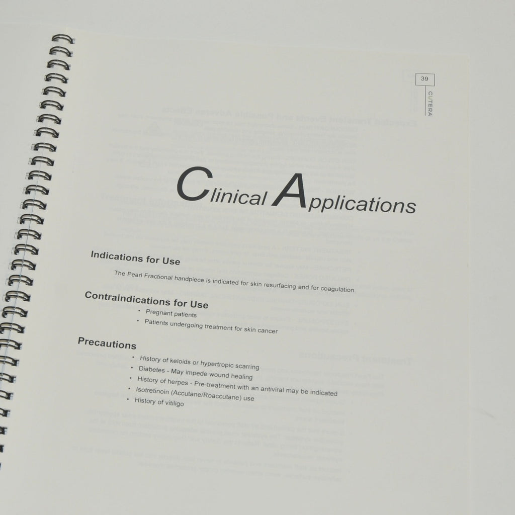 Cutera XEO Pearl Fractional Laser Operator Manual User Guide Handpiece Training