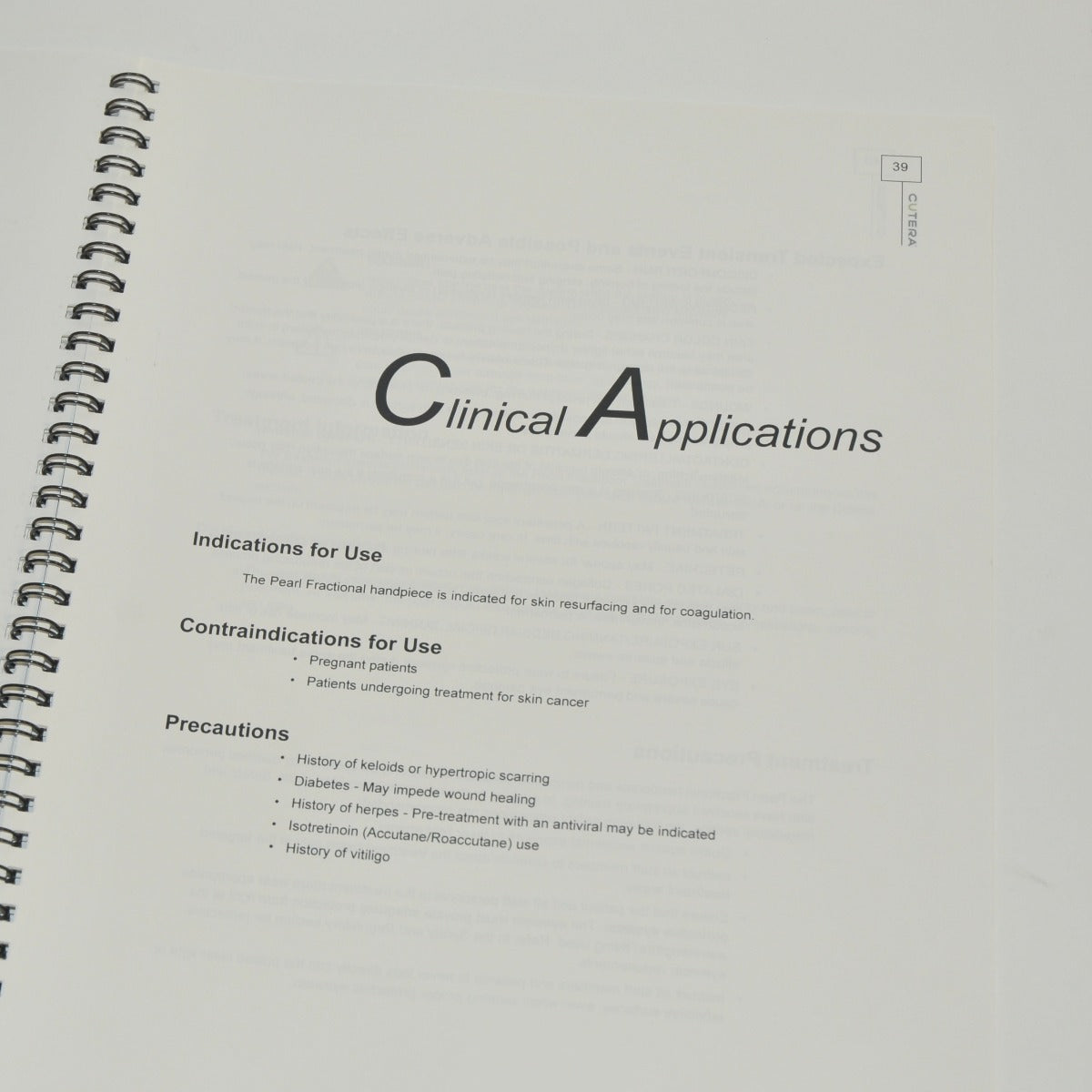 Cutera XEO Pearl Fractional Laser Operator Manual User Guide Handpiece Training