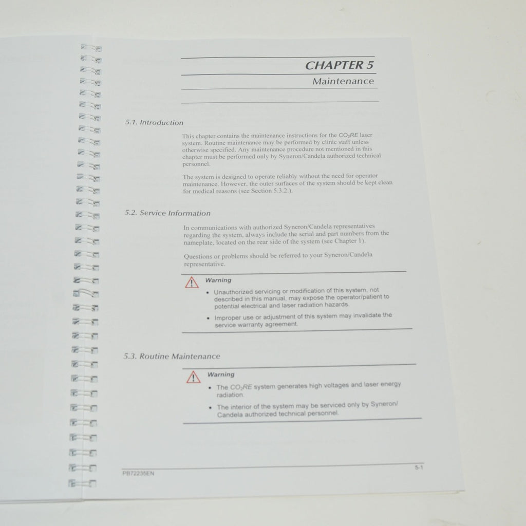 Syneron Candela CO2RE User Manual Fractional CO2 Resurfacing Operator User Guide