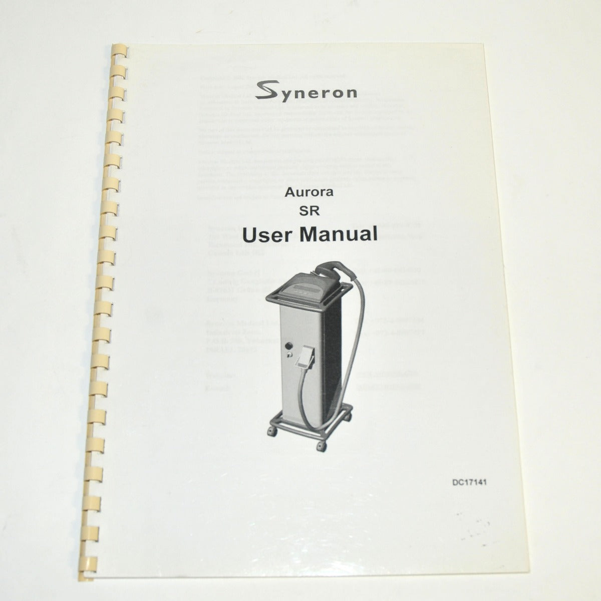 Syneron Candela AURORA SR User Manual Operator Guide Laser Handpiece Directions