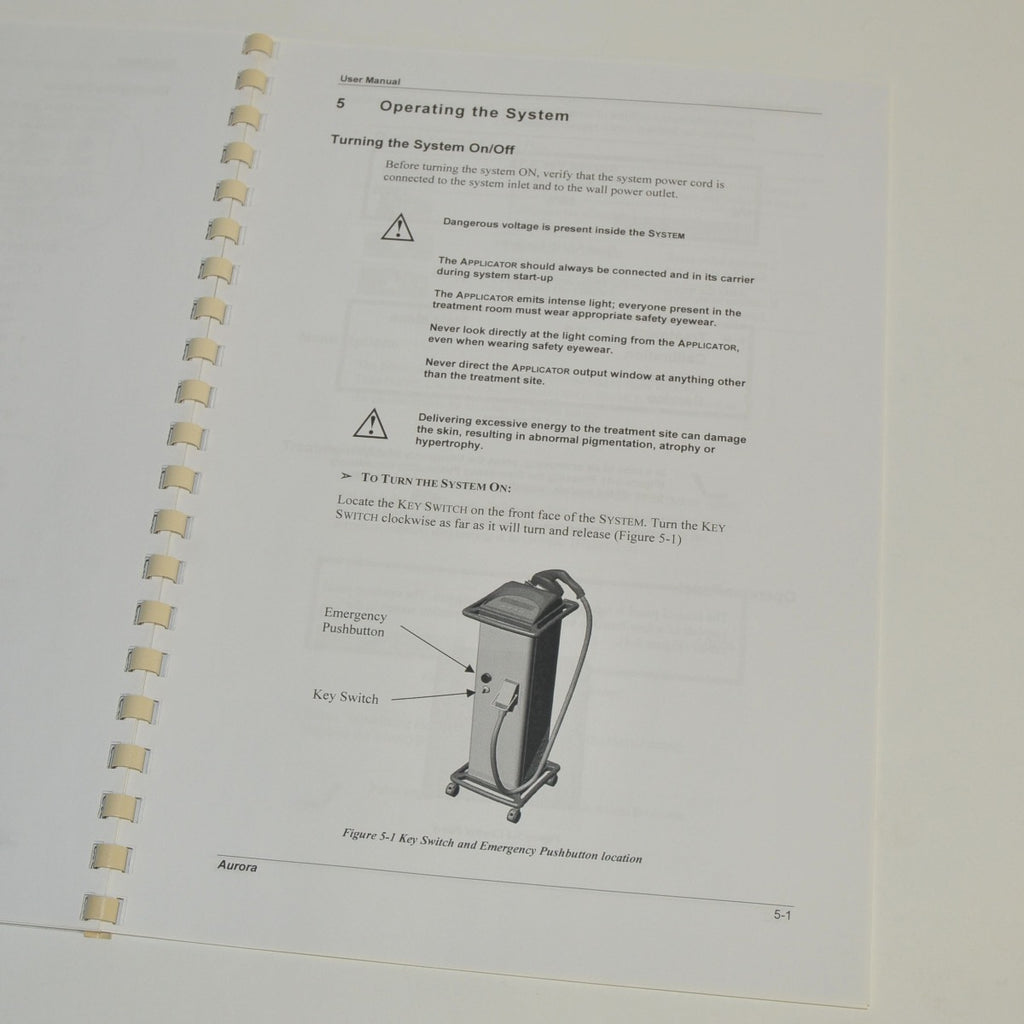 Syneron Candela AURORA SR User Manual Operator Guide Laser Handpiece Directions