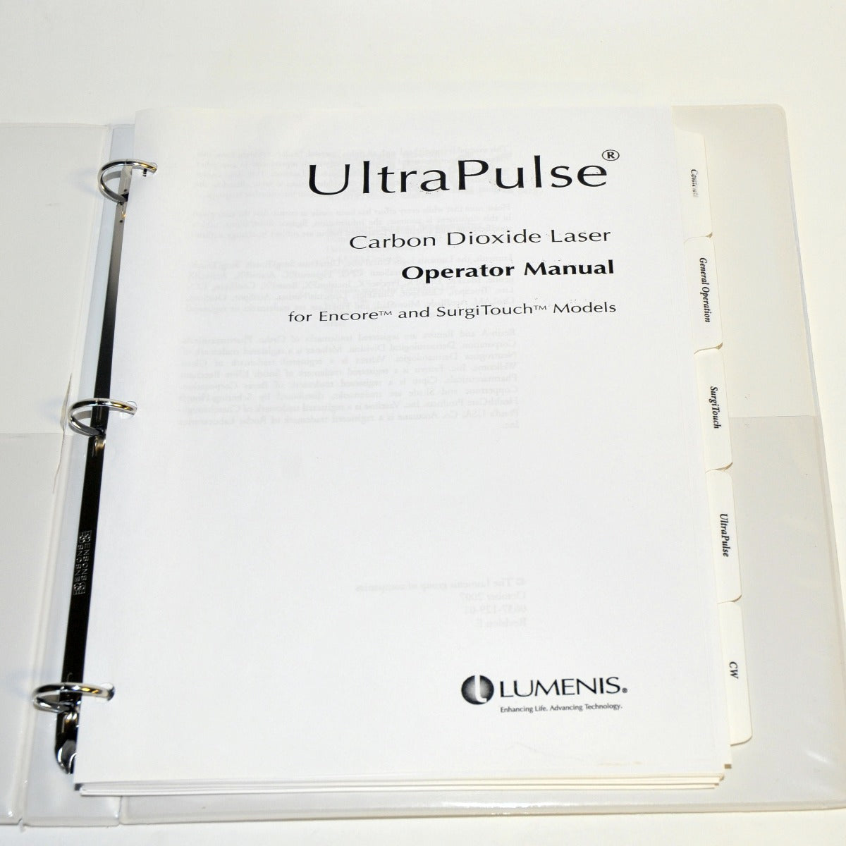 Lumenis Laser UltraPulse Carbon Dioxide OPERATOR User MANUAL Encore SurgiTouch