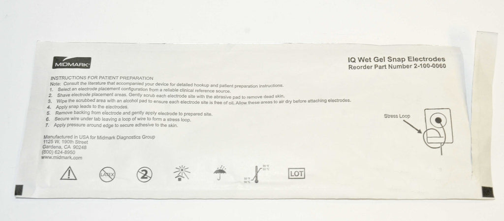Midmark IQ Wet Gel Snap Electrodes Electocardio 2-100-0060 Exp: 2013 Box x50 Pcs