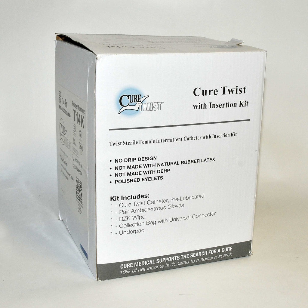 Cure Twist Female Intermittent Sterile Catheter w/Insertion Kit T14K x21 Pcs