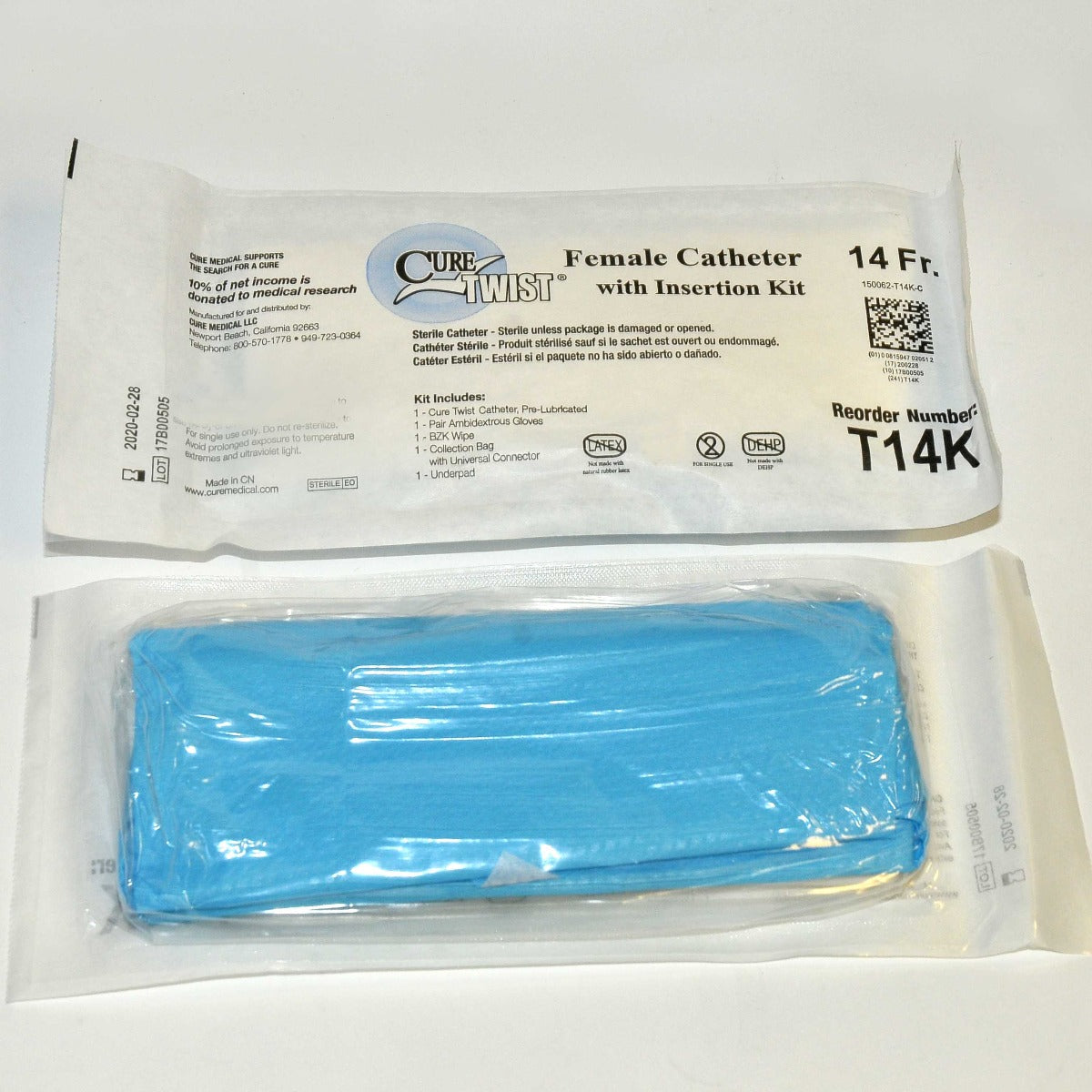 Cure Twist Female Intermittent Sterile Catheter w/Insertion Kit T14K x21 Pcs