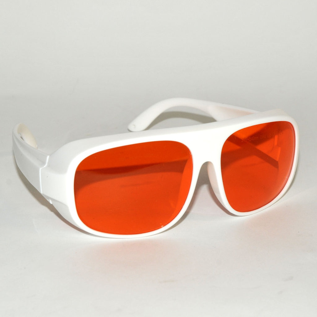 Laser Operator Glasses 532 nm Wavelength Orange Tint FD Nd YAG KTP White Frame