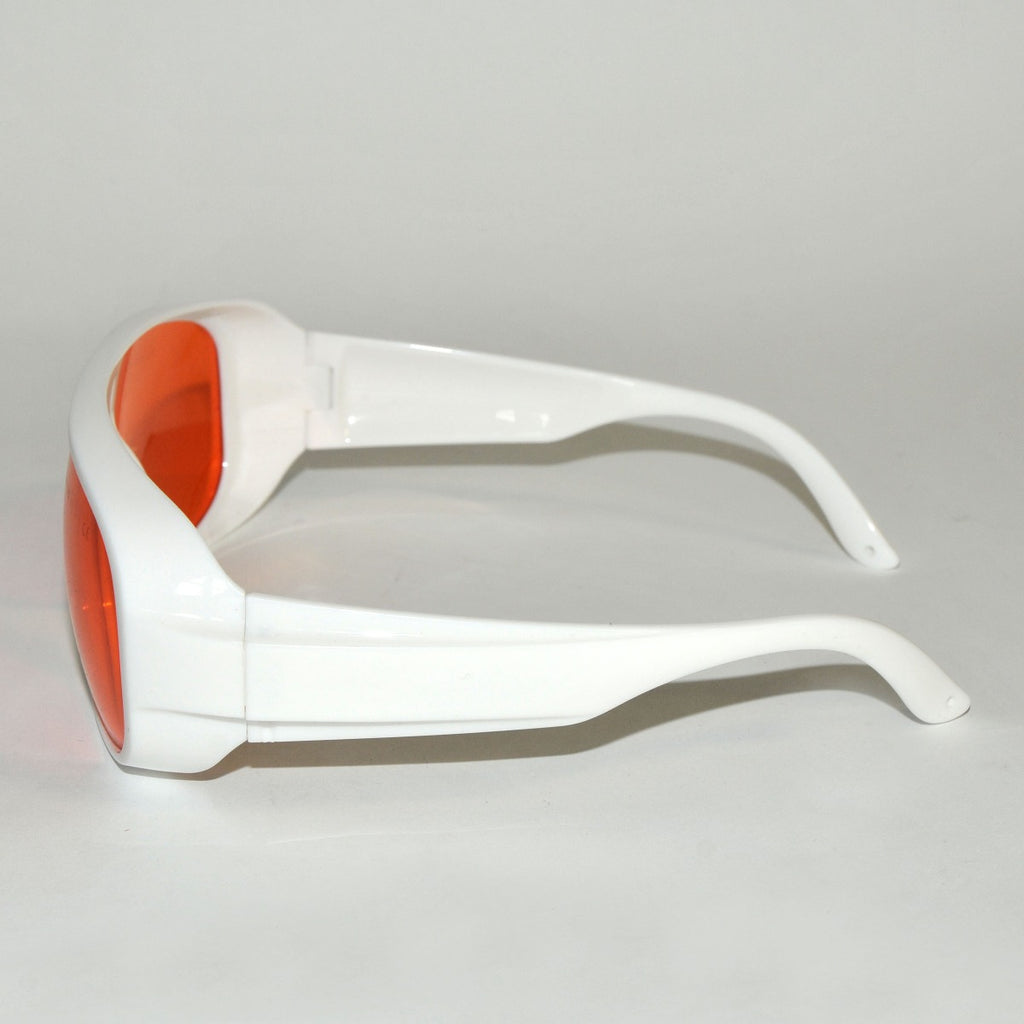 Laser Operator Glasses 532 nm Wavelength Orange Tint FD Nd YAG KTP White Frame